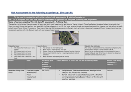 Forest School Risk Assessment