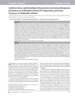 Análisis Clínico-Epidemiológico De Pacientes Con Trauma Del Aparato