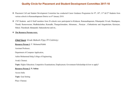 Quality Circle for Placement and Student Development Committee 2017-18