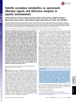 Volatile Secondary Metabolites As Aposematic Olfactory Signals and Defensive Weapons in Aquatic Environments