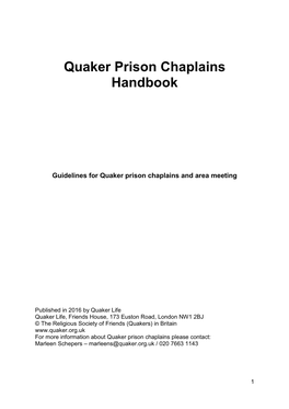 Quaker Prison Chaplains Handbook