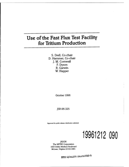 Use of the Fast Flux Test Facility for Tritium Production