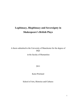 Legitimacy, Illegitimacy and Sovereignty in Shakespeare's