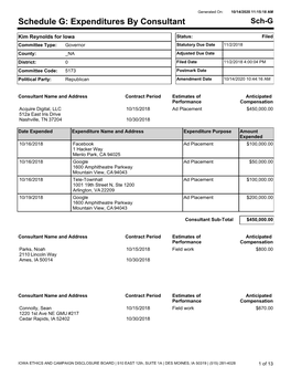 Schedule G: Expenditures by Consultant Sch-G