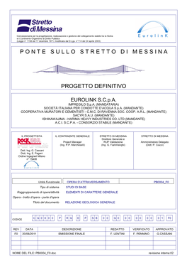 P O N T E S U L L O S T R E T T O D I M E S S I N a Progetto Definitivo