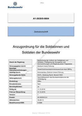 Anzugordnung Für Die Soldatinnen Und Soldaten Der Bundeswehr