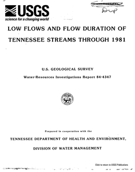 Low Flows and Flow Duration of Tennessee Streams Through 1981