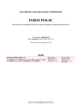 GOLUB CAPITAL BDC, Inc. Form POS 8C Filed 2018-04-27