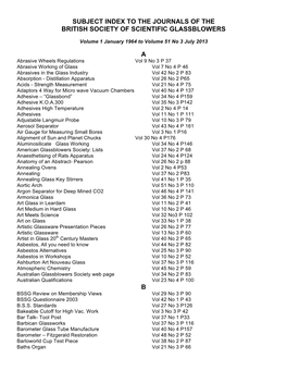 SUBJECT INDEX to the JOURNALS to July 13