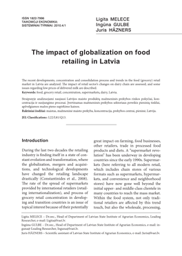 The Impact of Globalization on Food Retailing in Latvia