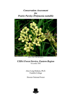 Conservation Assessment for Prairie Parsley (Polytaenia Nuttallii)