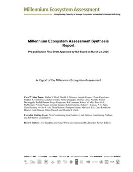Millennium Ecosystem Assessment Synthesis Report
