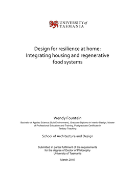 Design for Resilience at Home: Integrating Housing and Regenerative Food Systems