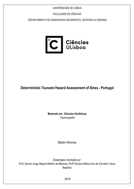 Deterministic Tsunami Hazard Assessment of Sines - Portugal