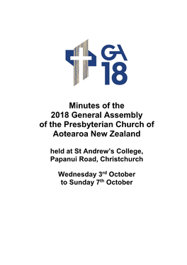 2018 General Assembly of the Presbyterian Church of Aotearoa New Zealand