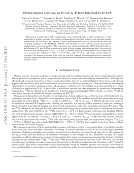 Proton-Induced Reactions on Fe, Cu, & Ti from Threshold to 55