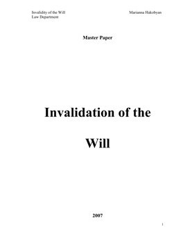 Invalidation of the Will