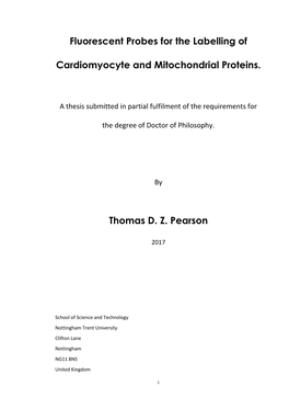 Fluorescent Probes for the Labelling of Cardiomyocyte and Mitochondrial Proteins. Thomas D. Z. Pearson