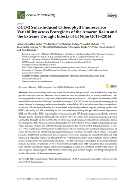 OCO-2 Solar-Induced Chlorophyll Fluorescence Variability Across Ecoregions of the Amazon Basin and the Extreme Drought Eﬀects of El Niño (2015–2016)