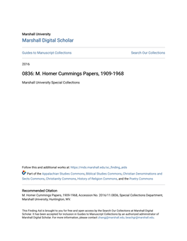 M. Homer Cummings Papers, 1909-1968