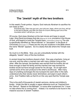 'Jewish' Myth of the Two Brothers (Vayera)