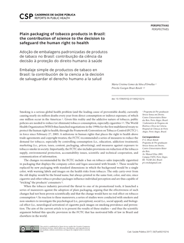 Plain Packaging of Tobacco Products in Brazil: the Contribution of Science to the Decision to Safeguard the Human Right to Health