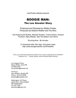 BOOGIE MAN: the Lee Atwater Story