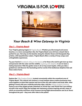 Your Beach & Wine Getaway in Virginia