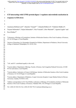 C53 Interacting with UFM1-Protein Ligase 1 Regulates Microtubule Nucleation In