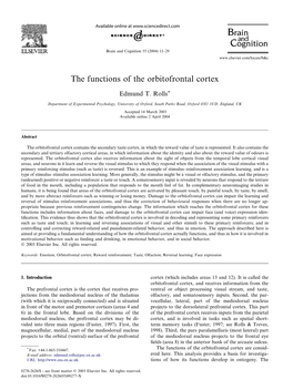 The Functions of the Orbitofrontal Cortex