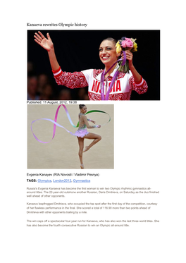 Kanaeva Rewrites Olympic History