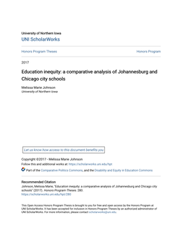 Education Inequity: a Comparative Analysis of Johannesburg and Chicago City Schools