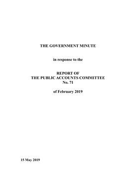 THE GOVERNMENT MINUTE in Response to the REPORT of THE