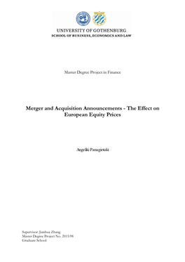 Merger and Acquisition Announcements - the Effect on European Equity Prices