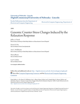 Genomic Counter-Stress Changes Induced by the Relaxation Response Jeffery A