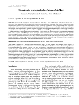 Allometry of a Neotropical Palm, Euterpe Edulismart