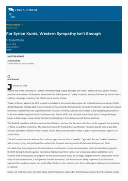 For Syrian Kurds, Western Sympathy Isn't