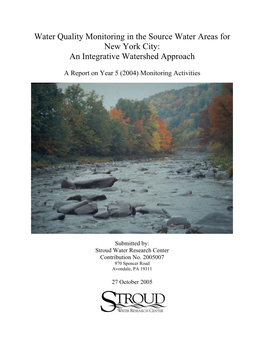 Water Quality Monitoring in the Source Water Areas for New York City: In