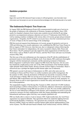 Gesloten Projecten the Indonesia Project