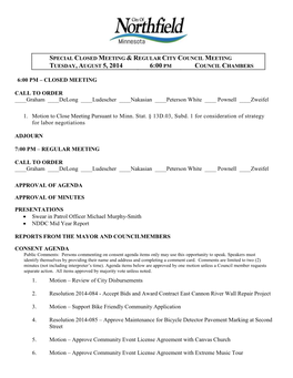 Northfield City Council Agenda