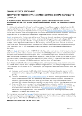 Global Investor Statement in Support of an Effective, Fair and Equitable Global Response to Covid-19