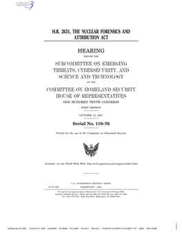 H.R. 2631, the Nuclear Forensics and Attribution Act