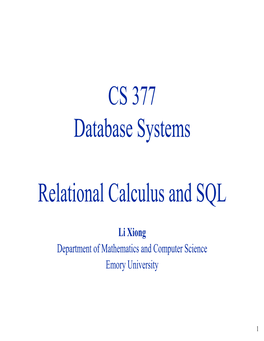 CS 377 Database Systems Relational