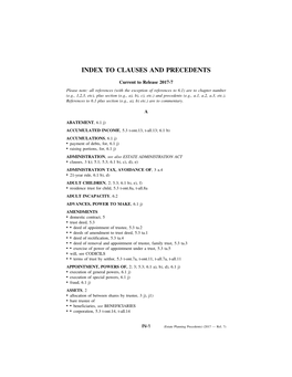 Index to Clauses and Precedents