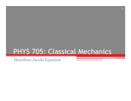 PHYS 705: Classical Mechanics Hamilton-Jacobi Equation 2