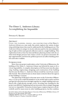 ABSTRACT USINGTHE PLANNING, DESIGN, and CONSTRUCTION of the Elmer L