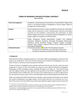 Annex-A TERMS of REFERENCE for INSTITUTIONAL CONTRACT