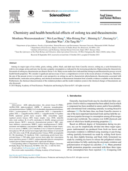 Chemistry and Health Beneficial Effects of Oolong Tea And