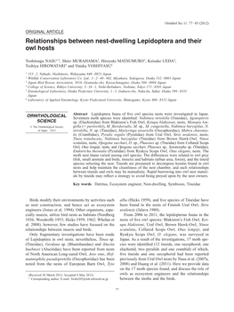 Relationships Between Nest-Dwelling Lepidoptera and Their Owl Hosts