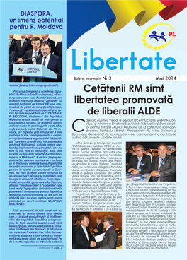 Cetăţenii RM Simt Libertatea Promovată De Liberalii ALDE